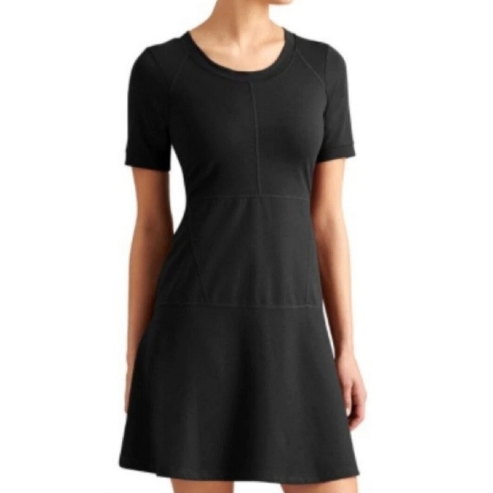 Athleta En Route A-Line Fit & Flare Black Dress Size XXS Mini Athleisure Sporty